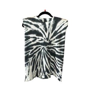 Design Lab Women's Black/White Tie Dye A-line Waffle Sleeveless Top- Multi Sizes